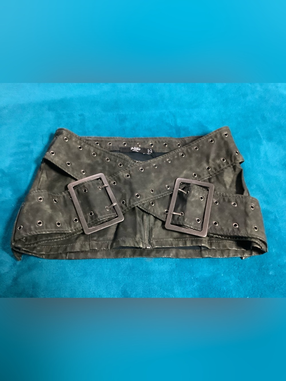 Jaded London faux leather wrap around belt micro mini skirt 6